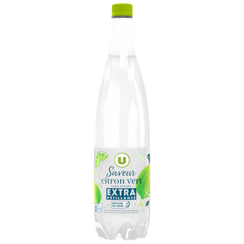 Image de U
Boisson à base d'eau gazeuse extra pétillant saveur citron vert zéro sucre , bouteille de