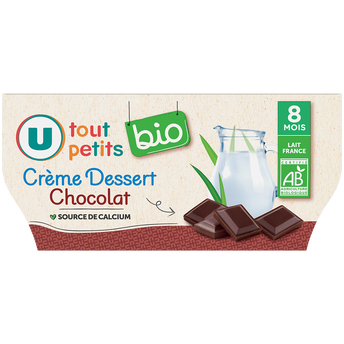 Image de U TOUT PETITS BIO
Dessert lacté bébé saveur chocolat dès 8 mois