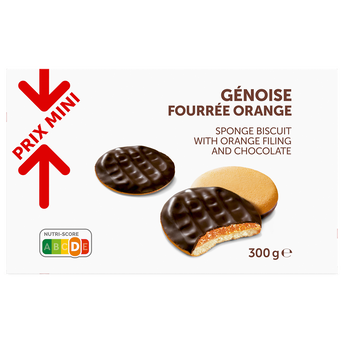 Image de Biscuits Génoises fourrées goût orange nappées chocolat PRIX MINI