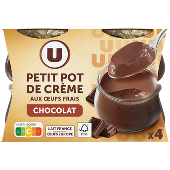 Image de U
Desserts lactés à la crème aux oeufs frais saveur chocolat
