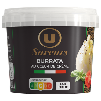Image de U SAVEURS
Burrata à la crème légère en saumure 22%mg