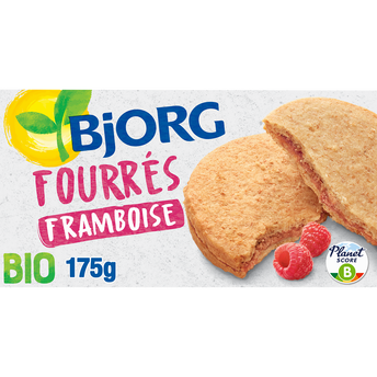 Image de Biscuits fourrés à la framboise bio BJORG, paquet de