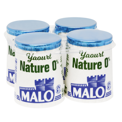  Yaourt  nature 0 de mg MALO pot carton  4x125g Super 
