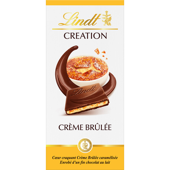 Image de Chocolat au lait fourrée crème brûlée LINDT, Tablette de