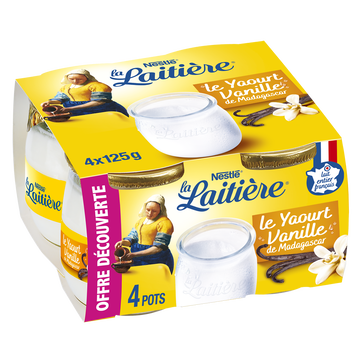 Nestlé Yaourt Lait Entier Saveur Vanille La Laitiere, 4x125g