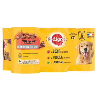 Image de Boîtes chien en terrine au boeuf, au poulet et à l'agneau PEDIGREE