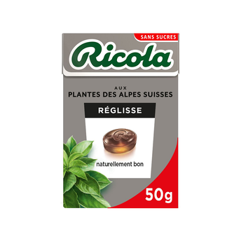 Image de Bonbons réglisse sans sucre RICOLA, boîte de