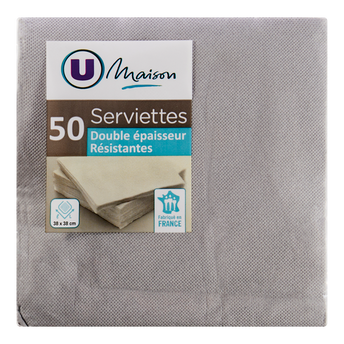Image de U MAISON
Serviette Tex Touch en ouate 38x38cm gris