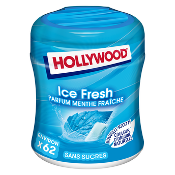 Image de Chewing gum sans sucres ice fresh HOLLYWOOD, boîte de