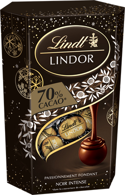 Lindt Boules de chocolat noir Lindor avec fondant de Noël (500g