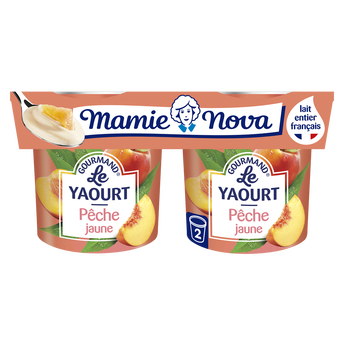 Image de Yaourts Gourmand aux fruits Pêche MAMIE NOVA  -  2 pots de