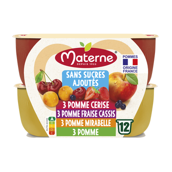 Image de Compotes Coupelles Sans Sucres Ajoutés Multivariétés Fruits Rouges MATERNE