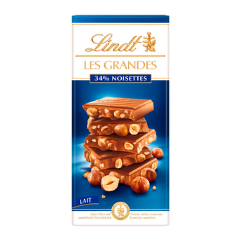 Image de Chocolat au lait 34% noisettes LINDT, Tablette de