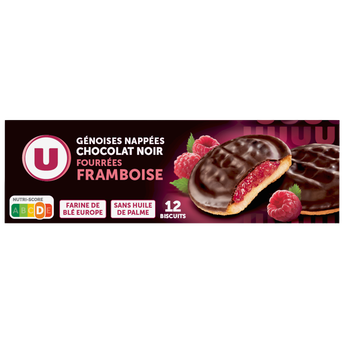 Image de U
Biscuits fourrés à la framboise nappés de chocolat paquet de