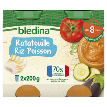 Image de Petits pots bébé ratatouille riz poisson dès 8 mois BLEDINA