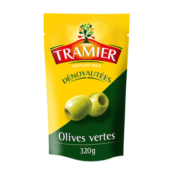 Image de Olives vertes dénoyautées TRAMIER, sachet de