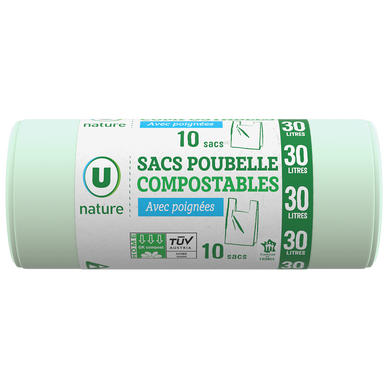 Sacs poubelles compostables 10x30L - Super U, Hyper U, U Express 