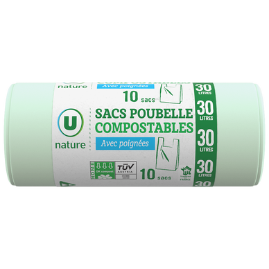 Lot de 15 Sacs Poubelle Compostables 10L Vert