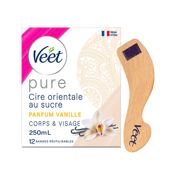 Image de Cire orientale dépilatoire aux huiles essentielles parfum vanille VEET, pot de