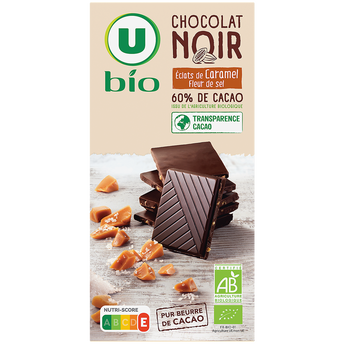 Image de U BIO
Chocolat noir caramel pointe de sel - Tablette