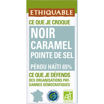 Image de ETHIQUABLE - Chocolat noir caramel pointe de sel BIO - la tablette