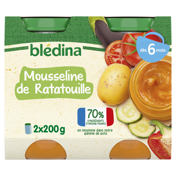 Image de Petits pots bébé mousseline de ratatouille dès 6 mois BLEDINA