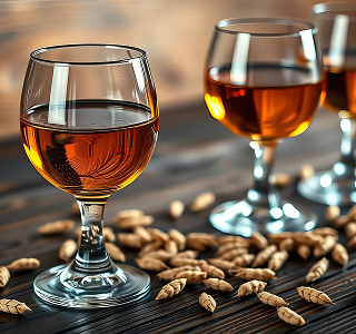 Verres de whisky et grains d'orge