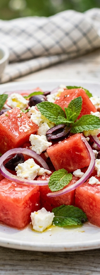 Salade pastèque, feta et menthe