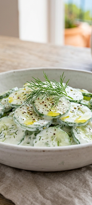 Salade fraîcheur absolue : concombre, yaourt grec et aneth
