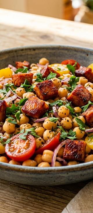 La salade d'été express : pois chiches, tomates cerises et chorizo