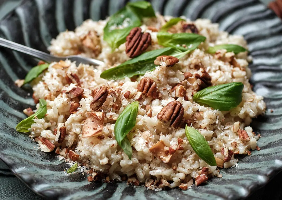 Risotto au lait de coco et aux noix de pécan