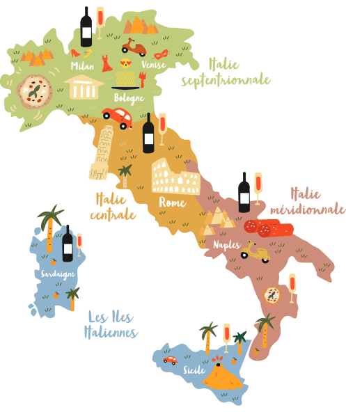 La carte des cépages italiens