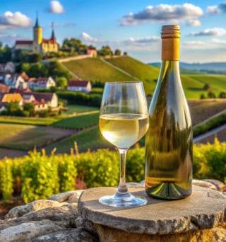 bouteille et vin blanc