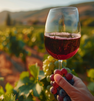 verre vin rouge et vigne