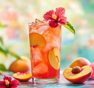Thé glacé pêche et hibiscus