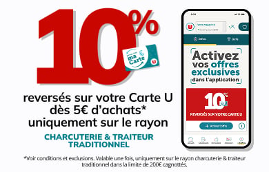 10% revers&eacute;s sur votre Carte U