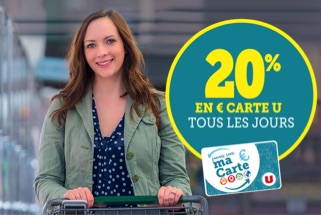 20% en € Carte U sur une sélection de produits