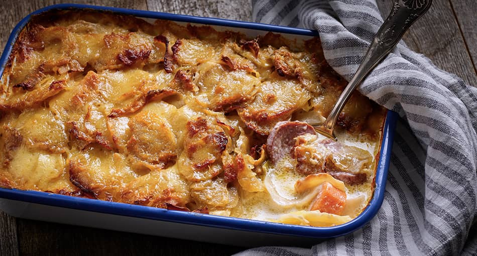 gratin de pommes de terre aux restes de potée