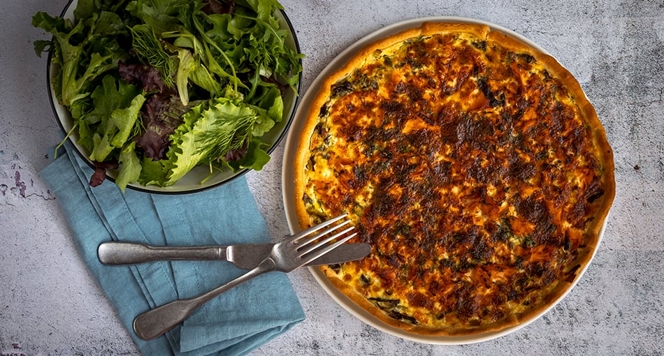 Quiche aux poireaux et au saumon