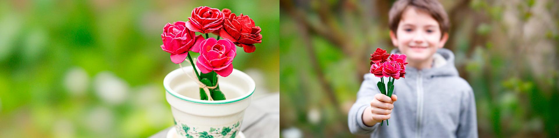 Des roses en boites &agrave; oeufs