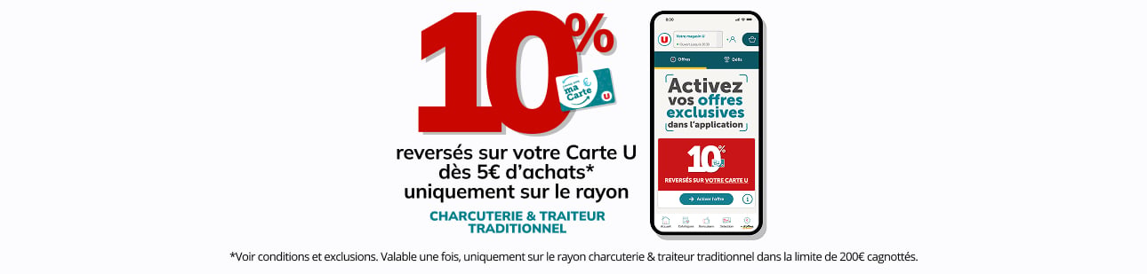 10% revers&eacute;s sur votre Carte U