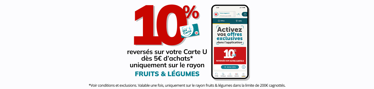10% revers&eacute;s sur votre Carte U