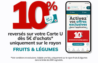 10% revers&eacute;s sur votre Carte U